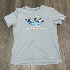 Life Is Good Gray Graphic T-Shirt with Hammock design